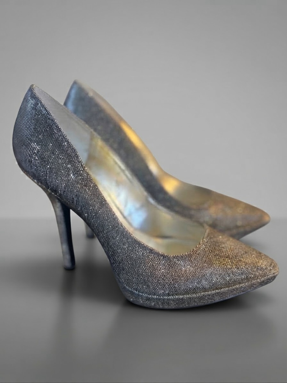 Nine West Love Fury Metallic Glitter Platform Pumps Heels Size 7